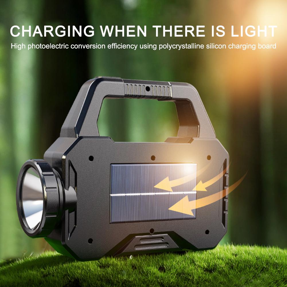 High Power Flashlights Rechargeable Camping Work Light Multi Functional Portable Light Solar+Type C Charging for Hiking Fishing