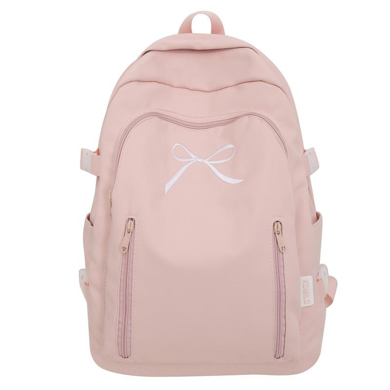 Рюкзак с бантом и принтом, однотонный студенческий школьный женский рюкзак большой емкости