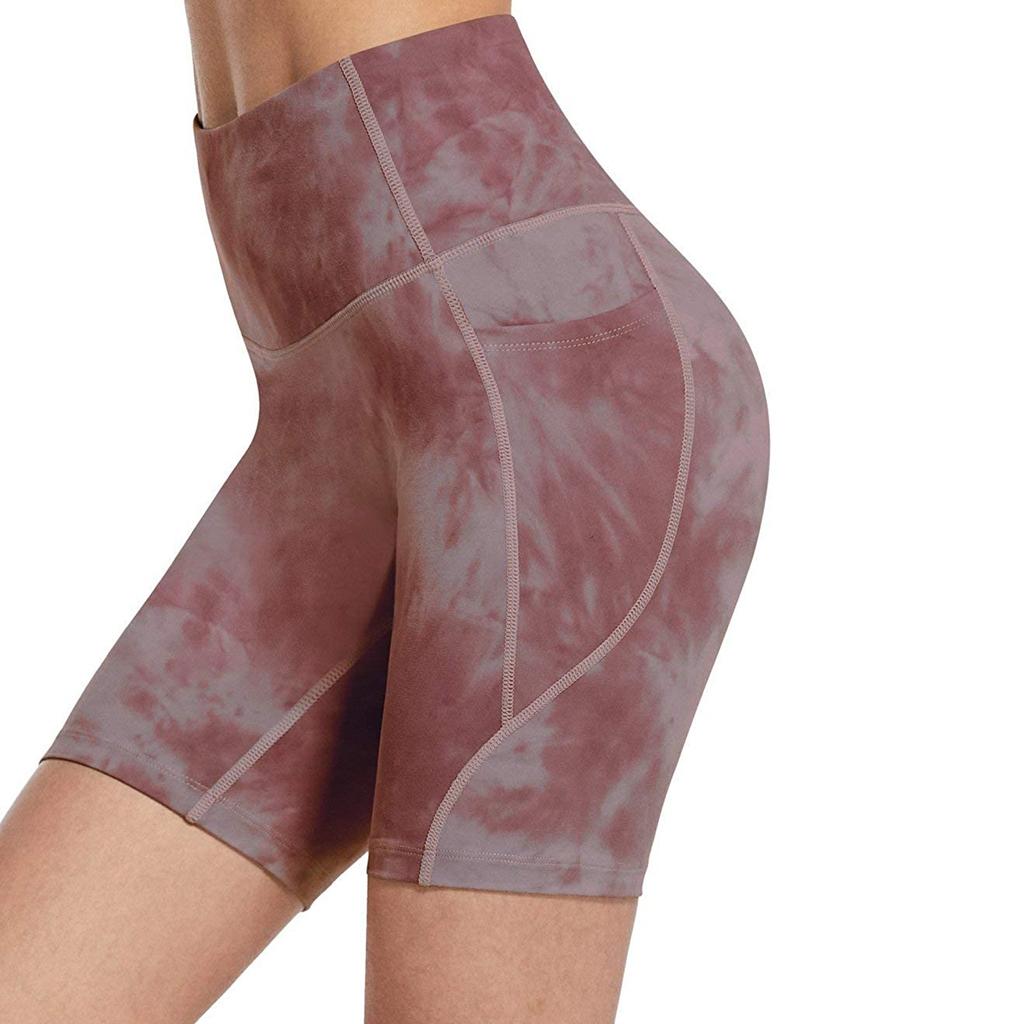 Женские шорты для йоги с высокой посадкой, облегающие, с эффектом подтяжки бедер, окрашенные методом печати