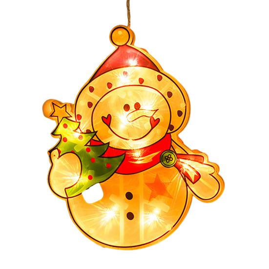 Светодиодные рождественские гирлянды на присосках, подвесные светильники в виде Санта-Клауса, лося, звезды, сезонные знаки, работающие от батареек, лампы на присосках