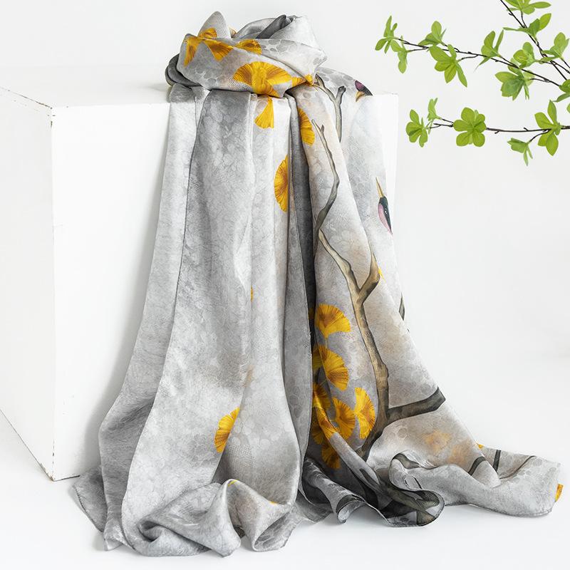 Mulberry Silk Silk Scarf Gift Box Spring and Summer Versatile Xiangyang Oil Color Printing Long Yarn Sunscreen Shawl