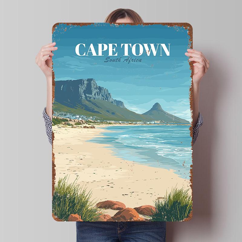 Cape Town South Africa Travel Metal Poster Custom Wall Art Retro Vintage Tinplate Signs for Man Cave Decoration Garage House
