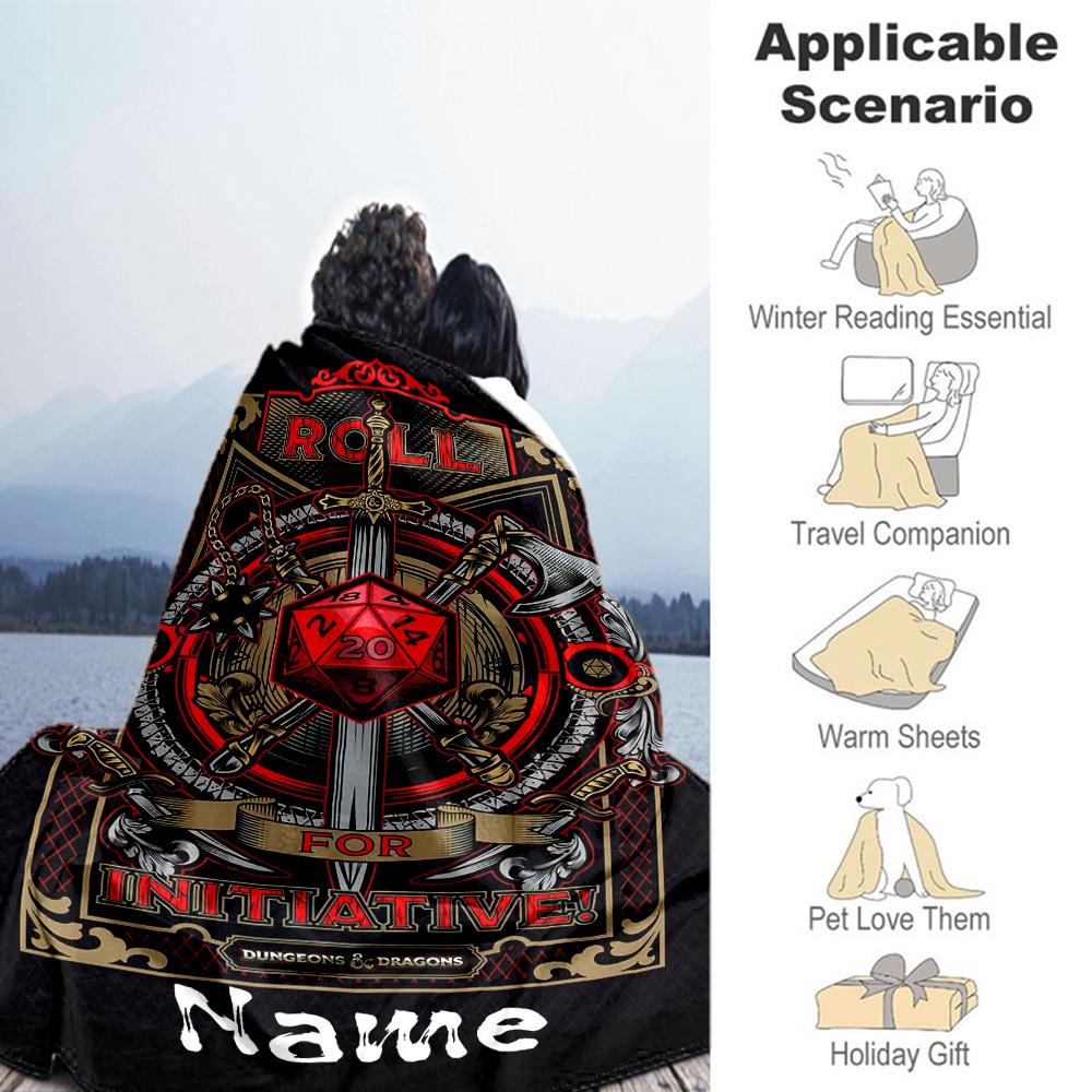Dungeons Dragons Theme Customize Your Name Blanket Multi-purpose Customizable Blanket Comfortable Suitable for Office Couch Picnics Livingroom