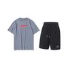 Comfortable Breathable Letter Logo Printed Round Neck Pullover Short Sleeve T-Shirt Casual Sports Set Unisex Tops AHST461-3+AKST543-3