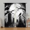 Хэллоуин Готическая сцена кладбища узорные печатные шторы, украшения для окон, украшения для дома, украшения для комнаты