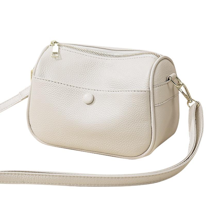 Bag new simple and fashionable multi-layer large-capacity women's bag shoulder bag first layer cowhide messenger bag bag