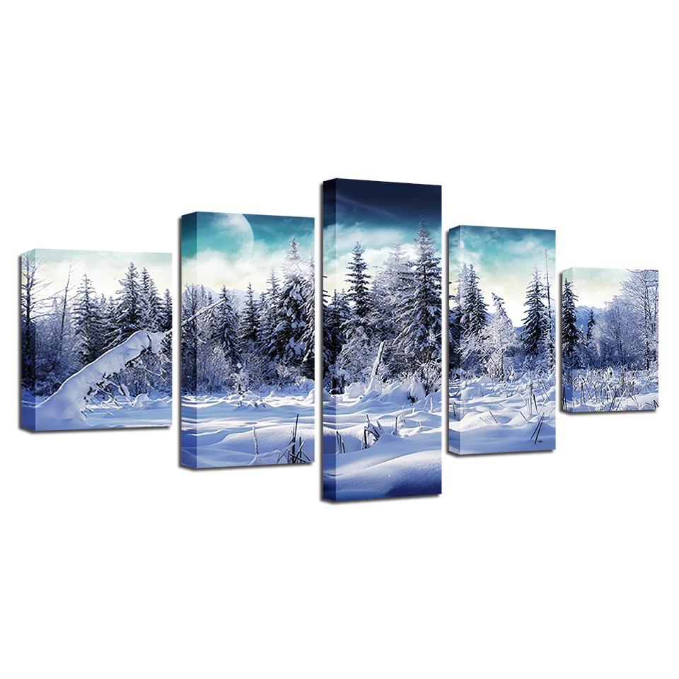 Canvas Wall Art 5 Piece Snow Mountain Modular HD Modern Landscape Pictures Home Decor Prints Living Room Decoration Paintings