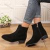 Мода Женская Мода Ботинки на Толстом Каблуке Осень Зима Новые Круглый Носок Толстая Подошва Нескользящие Короткие Ботинки Размер Молния Замшевые Короткие Ботильоны