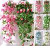 1pc Artificial Plants Vines Morning Glory Hanging Silk Flowers Vine Indoor Outdoor Garden Wall Hanging Decor Fake Flower Rattan