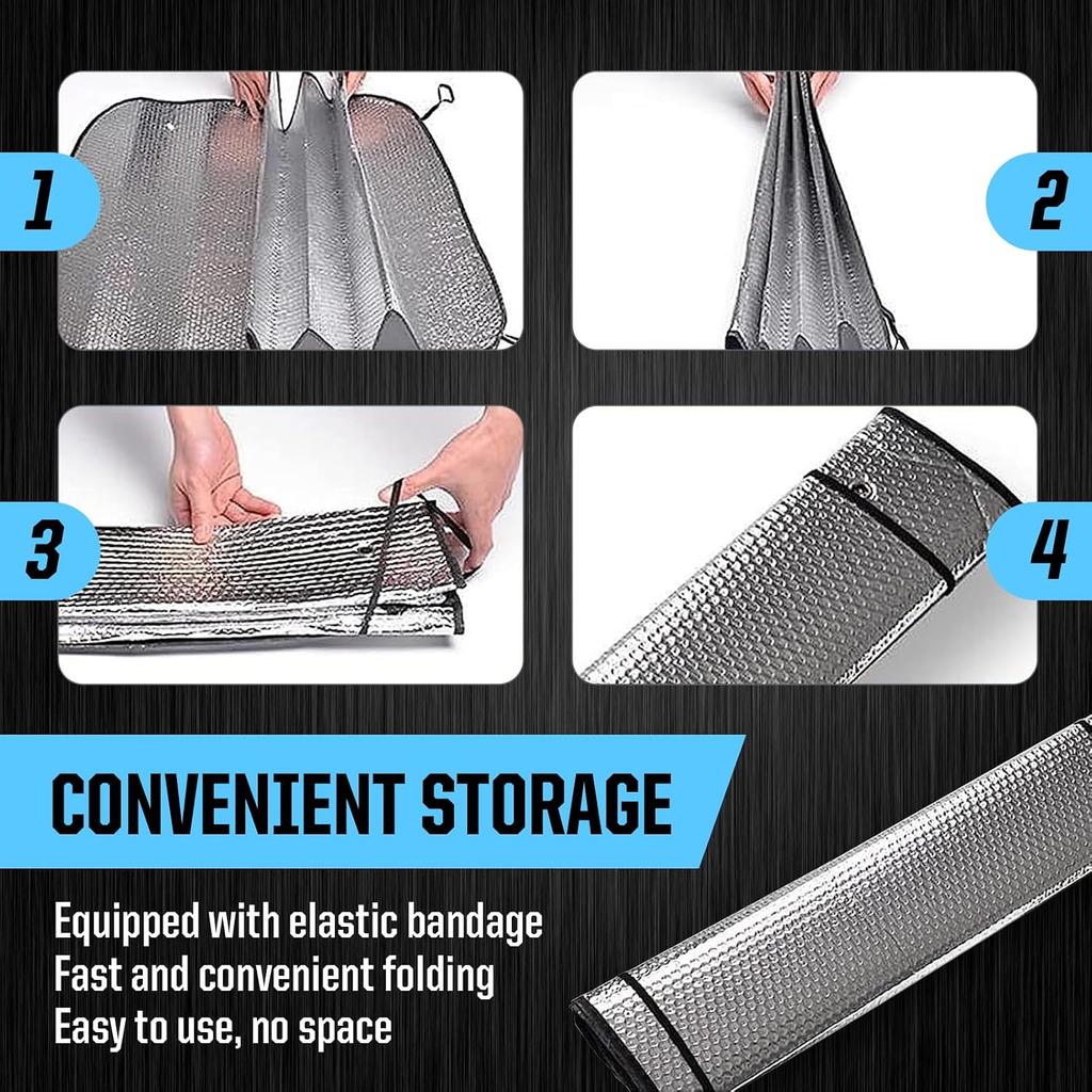 Pack-1 Universal Front Windshield Sun Protector, Shade, Heat Shield (Silver #51.1" x 23.6")