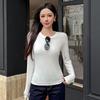Womens Long Sleeve Base Top Slim Fit Lazy Style Winter Casual Round Neck
