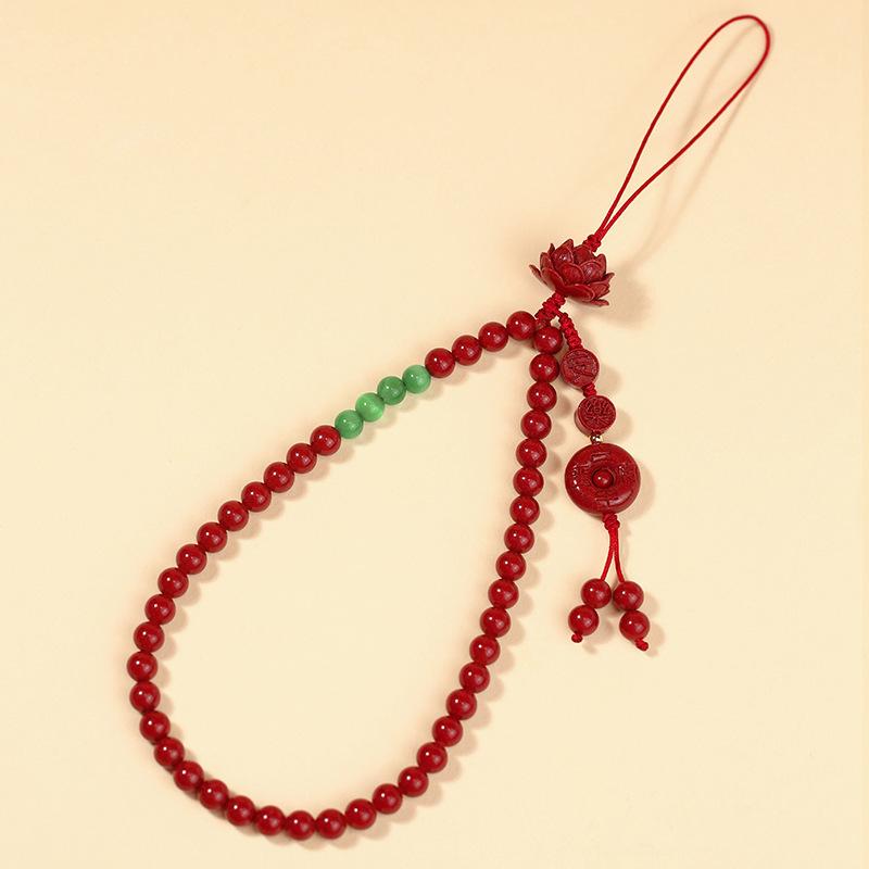 New natural cinnabar wrist phone chain pendant, phone case accessory, exquisite wrist strap for women and men