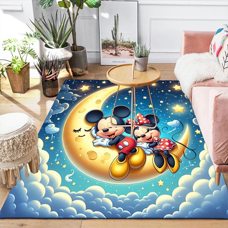 1Pc Mickey Minnie Moonlit Adventure Rug, Office Carpet Indoor Outdoor Doormat, Non-Slip Soft, Living Room, Christmas Halloween Gift. M928428