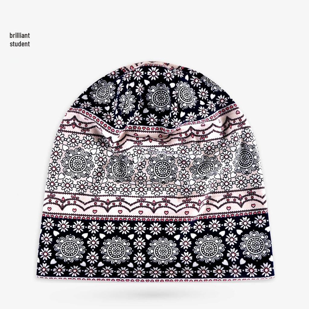 Unisex Paisley Cotton Cuffed Beanie: Spring/Summer Double Layer Stretch for Trendy Street Dance Fashion