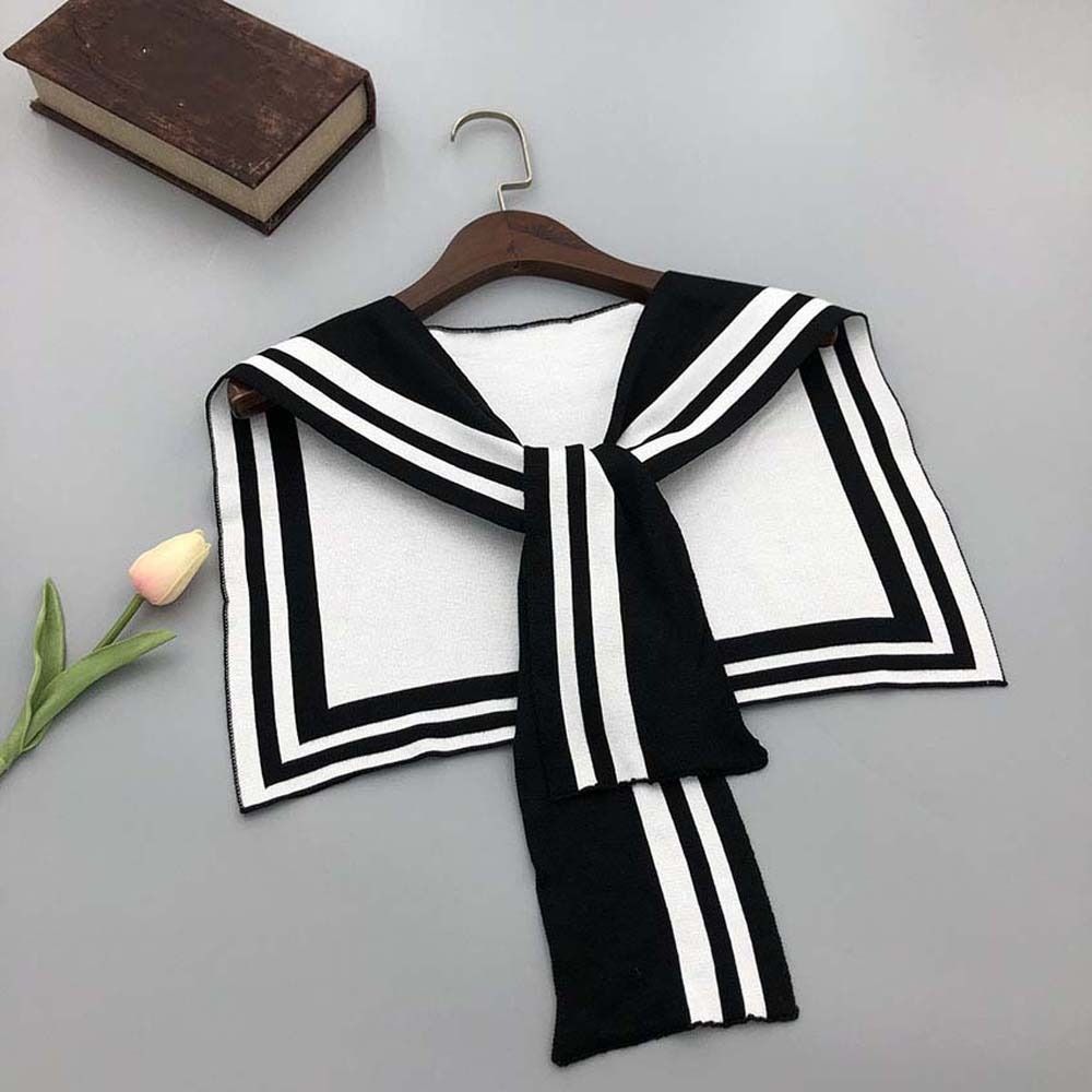 Лоскутный черно-белый шарф, солнцезащитный, шерстяной, шарфы, блузка, плечи, ложный воротник, осень/зима