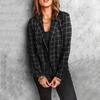 Женский блейзер в клетку, повседневная офисная куртка на пуговицах с лацканами с вырезом, универсальное пальто для работы и ежедневных поездок