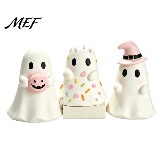 Fun Halloween Desk Accessories Ghost Figurine, Resin Spooky Cute Statue, Funny Creepy Collectible Art Figurines Tabletop Ornament for Home Shelf