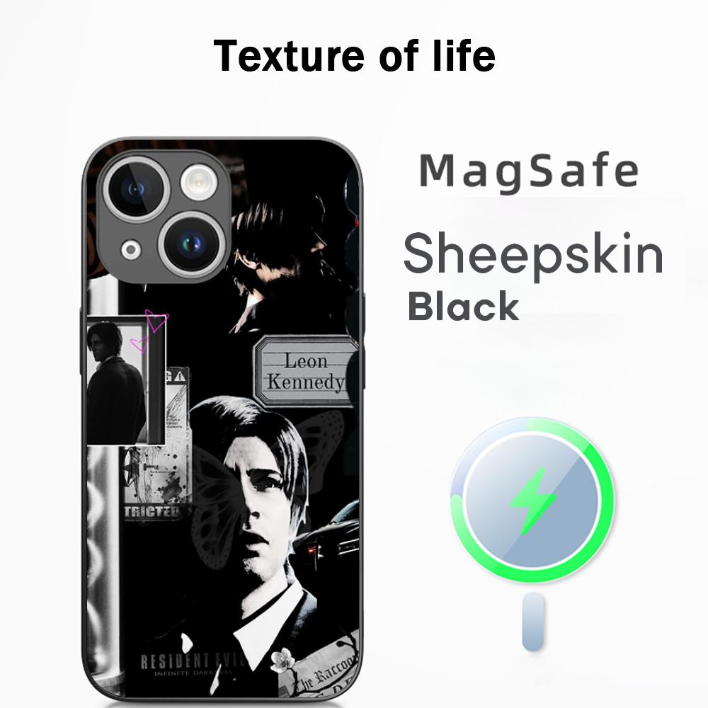 Ада Вонг X Леон горячий игровой плакат Чехол для телефона для iPhone 17 16 15 14 13 12 Plus Pro Max Высококачественная Люксовая Овечья кожа Magsafe