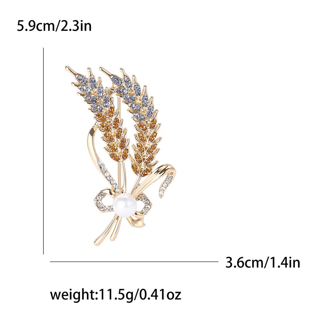 Trendy Rhinestone Wheat Ear Brooches for Women Ukrainian Wheats Pins Enamel Plant Badges Office Party Friend Gifts Accessories
