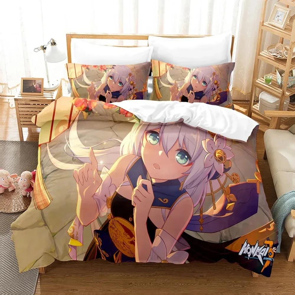 3D аниме Honkai Impact 3rd комплект постельного белья с принтом, декоративный пододеяльник, комплект постельного белья, пододеяльник для дома, домашний текстиль