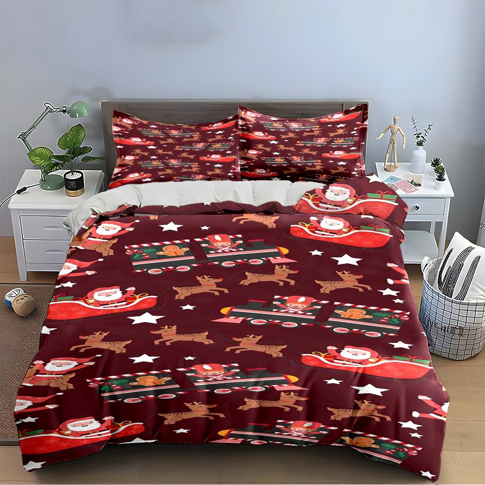 Christmas Floral Pattern Bedding Set Bedding set (1 duvet cover, 2 pillowcases, duvet not included)