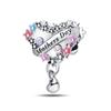 925 Sterling Silver Heart & Mum Dangle Dream Catcher Charm Fit 4MM hole diamete Bracelet DIY Jewelry For Women Bracelet Beads