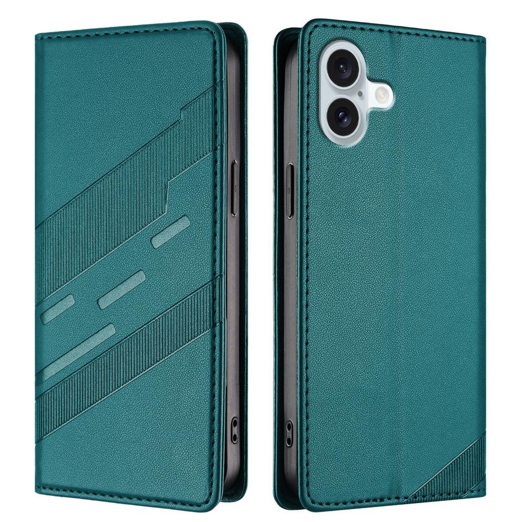 For iPhone 16 Plus Phone Cases Punk Style Imprinted Wallet Stand Leather Cover