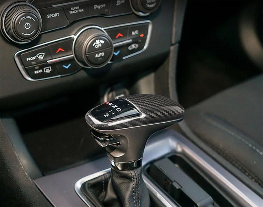 Carbon Fiber Look Gear Shift Knob Cover Trim For 2015+ Dodge Challenger Charger