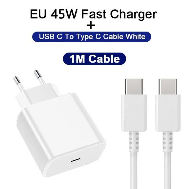 PD 45W сверхбыстрое зарядное устройство для Samsung Galaxy S24 Ultra S23 S22 S21 S20 Note 10 20 Plus A54 A53 5G USB Type C кабель для быстрой зарядки