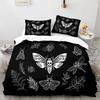 Комплект постельного белья Death Moth Queen Size Gothic Skull Boho, черно-белый декоративный мягкий комплект постельного белья с изображением скелета