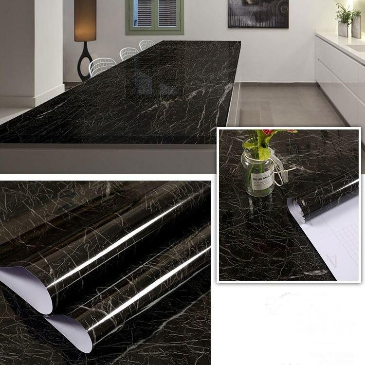 Pvc Thickened Water-Repellent And Oil-Proof Marble Wall Cover Self-Adhesive Sticker Bathroom Cabinet Cooktop Desktop Decorative Film
