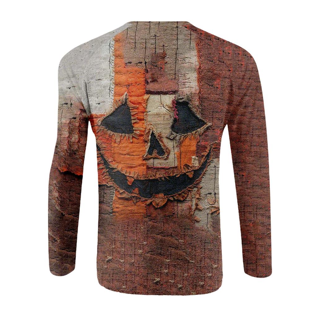 Halloween Print Raglan Sleeve Men's Long Sleeve Top