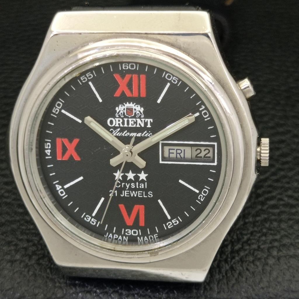 JAPAN ORIENT CRYSTAL AUTOMATIC 46941 МУЖСКИЕ ЧАСЫ DAY&DATE С ЧЕРНЫМ ЦИФЕРБЛАТОМ a431925-2 R109-a431925