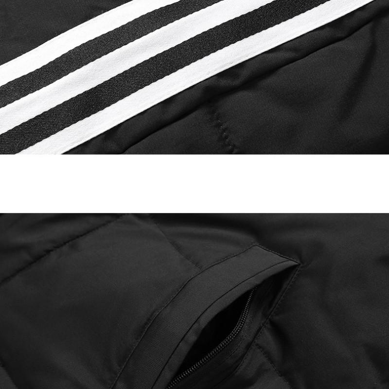 Мужской зимний длинный пуховик с тремя полосками, толстое теплое пальто на белом утином пуху
