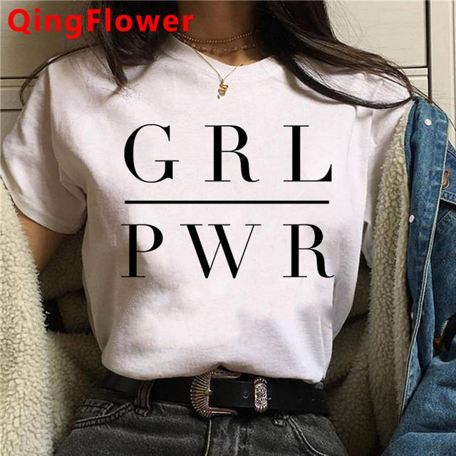 Футболка Feminist Girl Power Grl Pwr Feminism, женская уличная одежда, японская одежда в стиле гранж, футболка