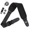 Amumu Guitar Strap, Black SBR Foam Padded Guitar Strap with Strap Block & Headstock Strap Ties for Acoustic, Electric, and Bass Guitars - 3.3" Wide