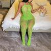 Sexy Allure Fruit Green Erotic Underwear Suspender Hollow Mesh One-piece