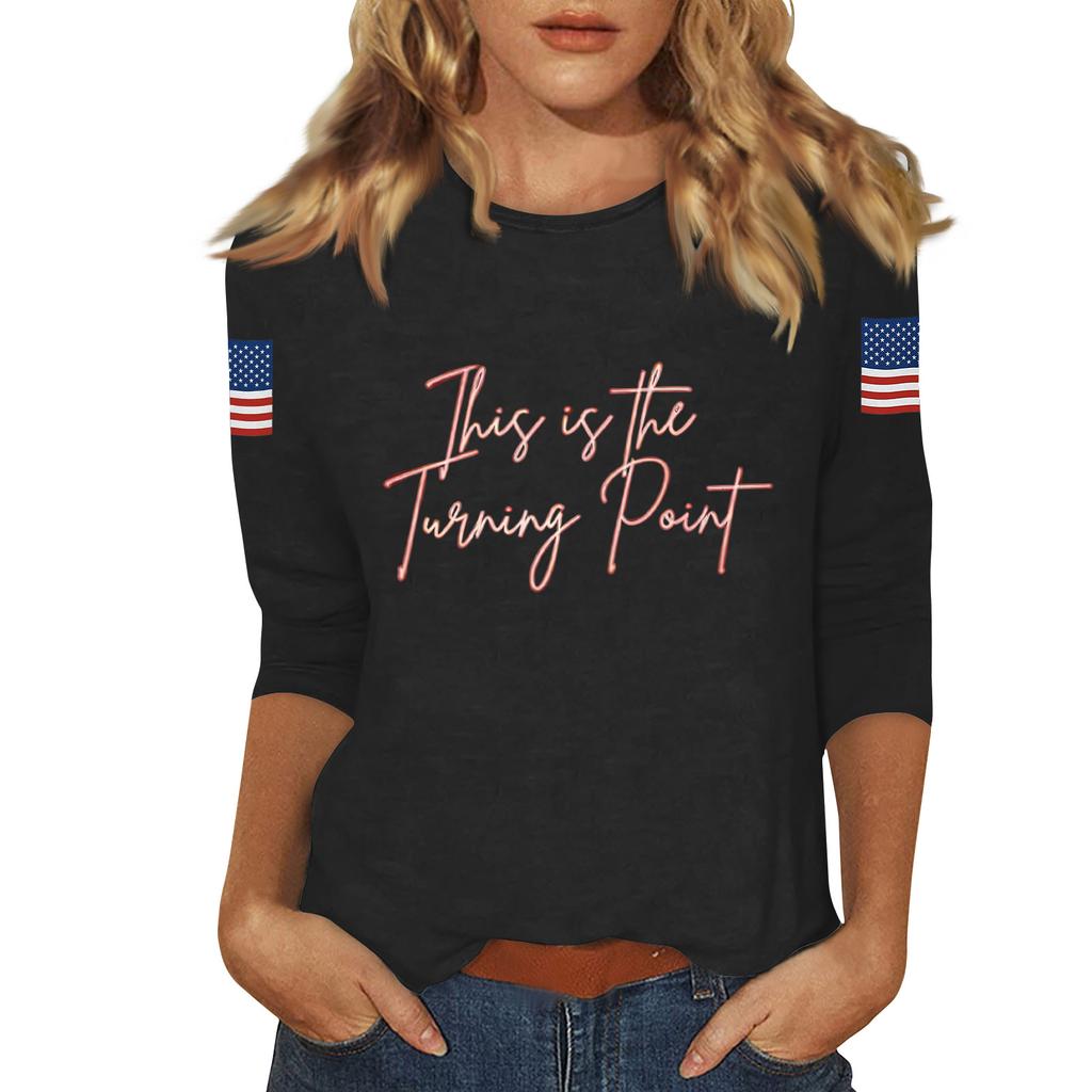 Women's Casual Fashionable Sexy Comfortable Neck Three-Quarter Sleeve Top