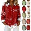 Women's Shirt Blouse Christmas Print Button Long Sleeve Casual Basic Shirt Collar Regular Top