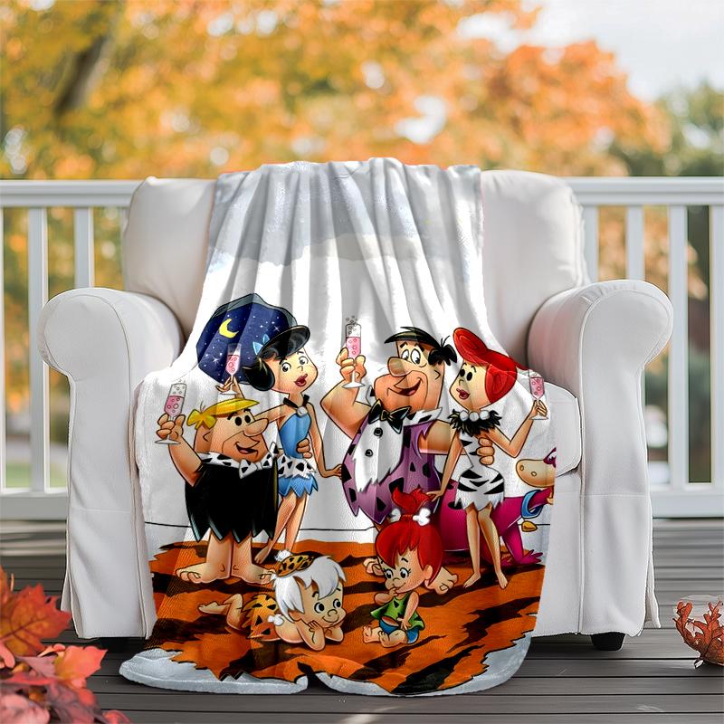 Flintstones Flannel Blanket Soft Warm All-Season Throw, Design for Camping, Car Travel, Hiking Sofa, Bed, Office Perfect Gift for Parties