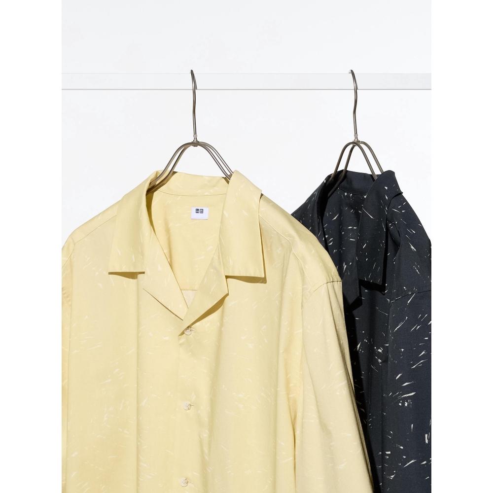 Uniqlo Рубашка с открытым воротником из модального хлопка с коротким рукавом и принтом A