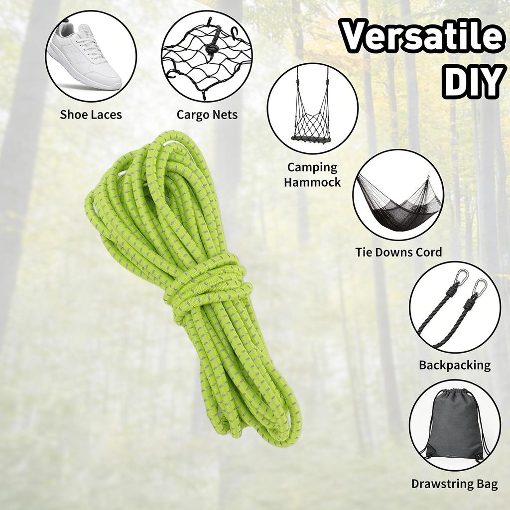DIY Elastic Cord Heavy Stretch Round Strings Plastic Cord Locks for Shoelaces Drawstrings Paracord Green 3.2m