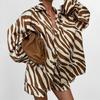 Women Fashion Printed Long Sleeve Shirt And Shorts Casual Two Piece Set