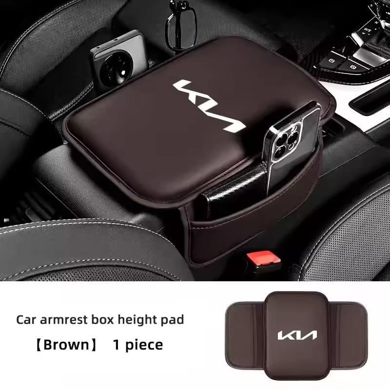 JUNT9 Car Armrest Mats Arm Rest Cushion Interior Accessories For Kia Rio Soul Cerato Soent Sportage Picanto K5 Forte Niro Morning Ceed