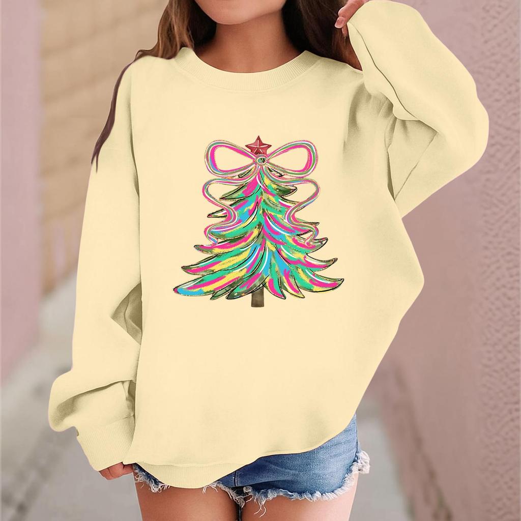 Children's Fashionable Casual Long-sleeved Loose Christmas Print Pullover Sweatshirt