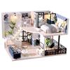 Moin Moin [Japanese Instructions] 1/24 Scale Dollhouse Miniature DIY Kit | Two-Story Model Room Style, Chic Gray, Medium | Includes LED Light, Acrylic