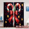 2pcs,Curtains Christmas Candy Cane Bow Stars (3) Popular Curtains&Window Treatment Machine Washable Fabric Curtains Art Deco