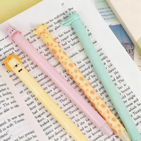 8Pcs Animal Themed Erasable Gel Pens 0.7mm Fine Tip Pens for Smooth Writing Fun Writing Tools for School Office Note Taking
