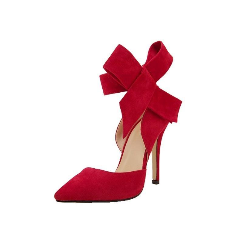 Женские сексуальные туфли-лодочки с большим бантом и острым носком в виде бабочки, туфли-шпильки на тонком высоком каблуке, свадебные туфли для вечеринки