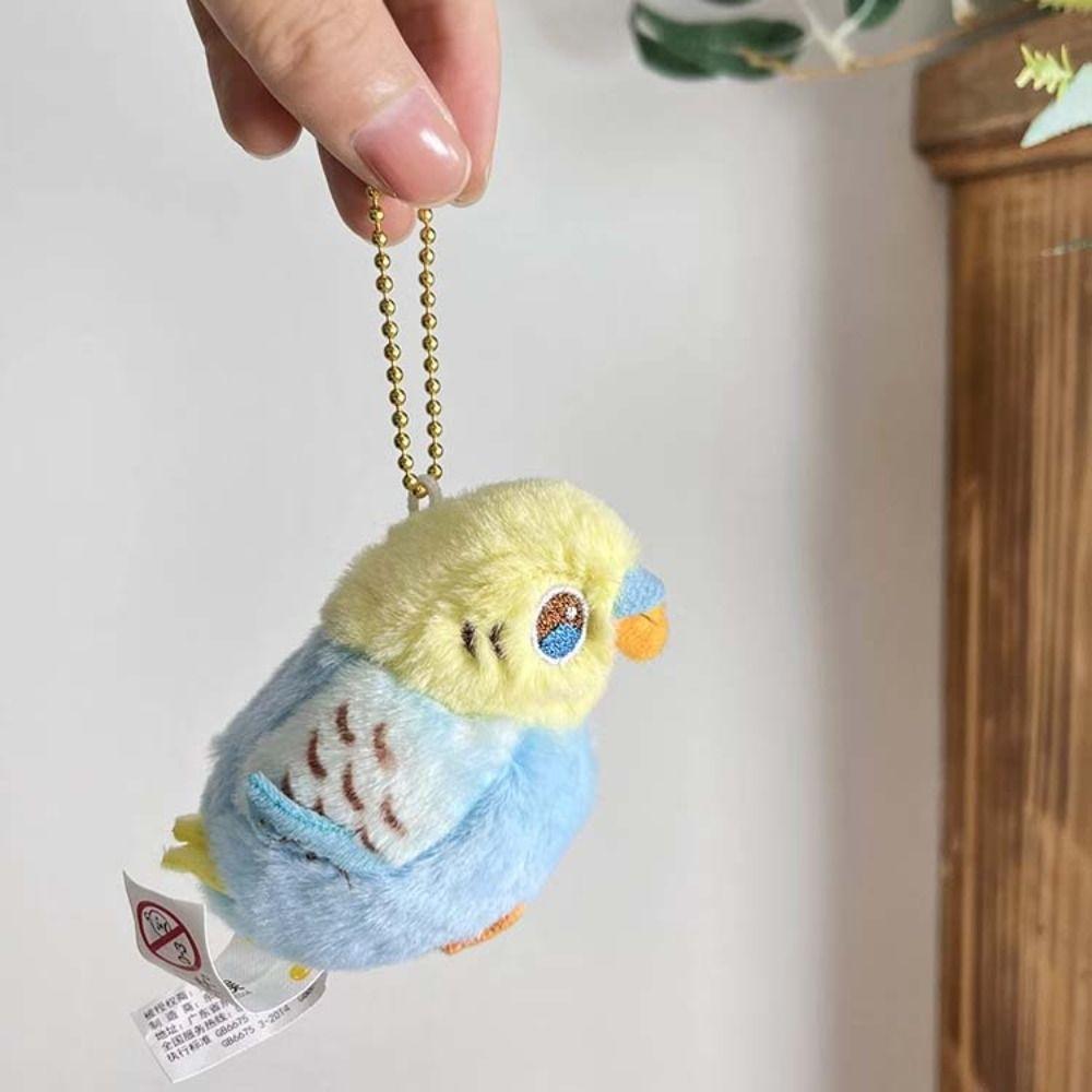 Cute Bird Parrot Keyring Backpack Hanging Bird Pendant Plush Magnetic Keychain Car Key Accessories